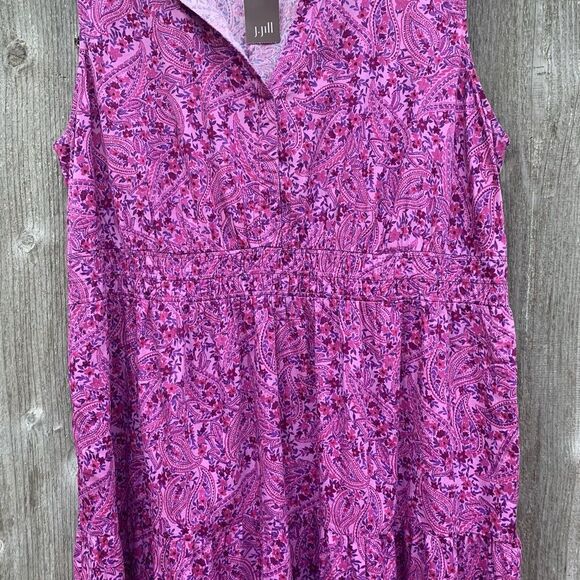 LIZ CLAIBORNE Dress 2XL Women’s Pink White Smocked Waist V Neck Maxi Summer - Picture 5 of 8